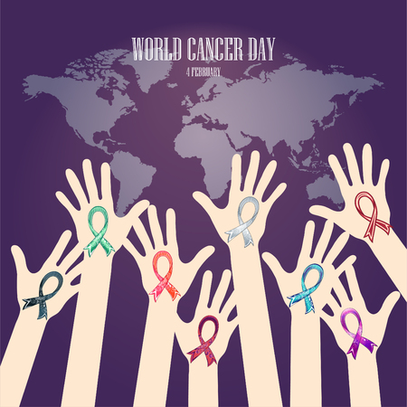 world cancer day illustration elements vector color line art - Vectorのイラスト素材
