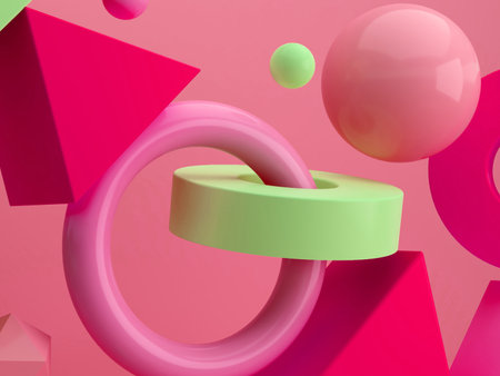 3d Rendering Abstract Minimal Scene With Geometrical Formsの写真素材