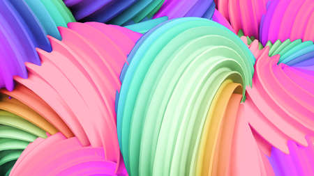Abstract Rainbow Pastel Shape 3d Rendering Colorful textured backgroundの写真素材