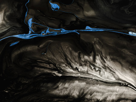 Black and blue Marbleized Effect wallpaper backgroundの写真素材