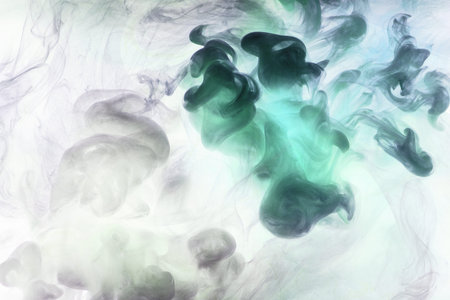 Vibrant colors, abstract bright smoke background. Splash of paint in water, colorful cloud in...