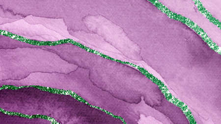 Purple and green Shimmering teal watercolor textured backgroundの写真素材