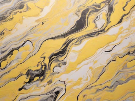 Yellow and black marbling pattern. Simple marble liquid texture, backgroundのイラスト素材