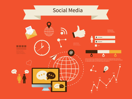 Business concept flat icons set of cloud computing analytic social media and creative process design elements vector illustrationのイラスト素材