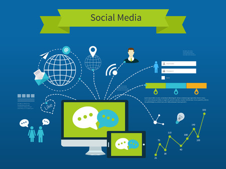 Business concept flat icons set of cloud computing analytic social media and creative process design elements vector illustrationのイラスト素材
