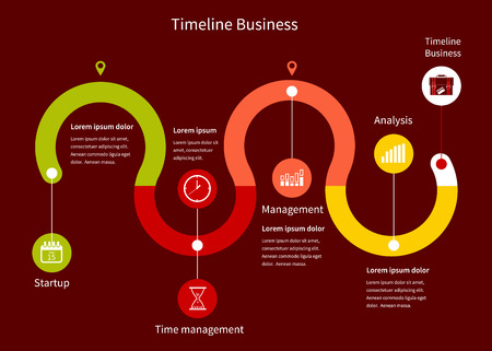 Timeline Infographic business with diagrams. With set of Icons. Vector designのイラスト素材