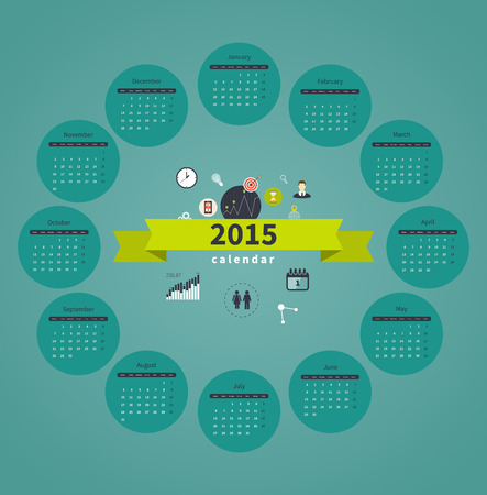 Vector template design - Calendar 2015 with paper page for monthsのイラスト素材