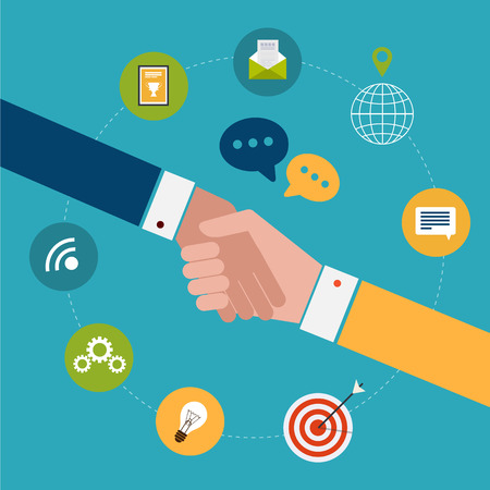 Flat design modern vector illustration concept for partnership and team workのイラスト素材