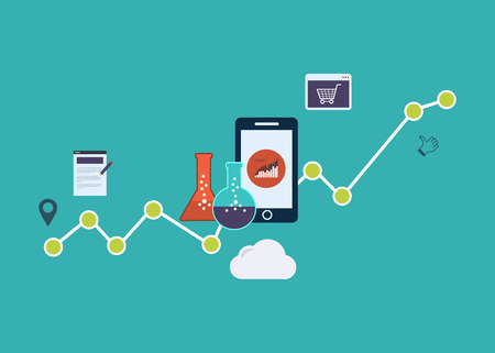 Flat design modern vector illustration icons set of website SEO optimization and web analytics elements.のイラスト素材