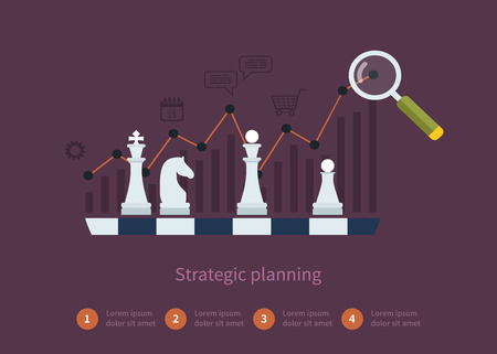 Set of flat design vector illustration concepts for data analysis, strategy planning and successful business. Vector illustrationのイラスト素材