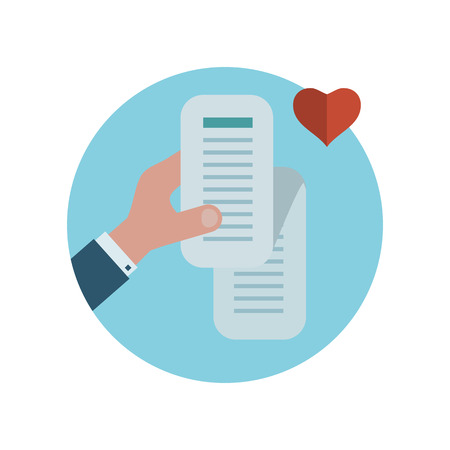 Flat health care and medical research background. Healthcare system concept. Hand with a diagnosis on the sheetのイラスト素材