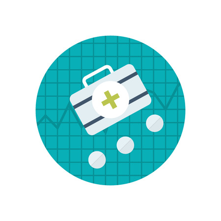 Set of flat design vector illustration concepts for health care, first aid and online medical services.のイラスト素材