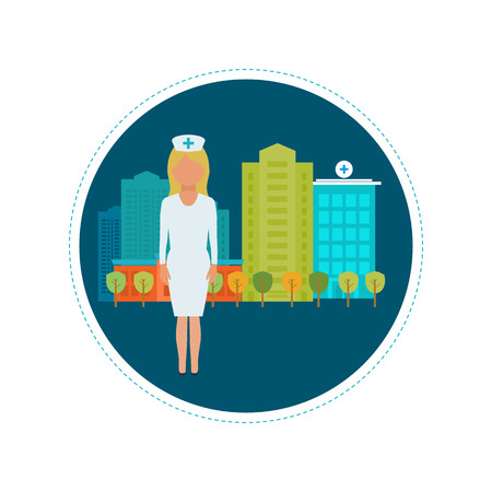 Flat design modern vector illustration concept for healthcare, medical center and hospital buildingのイラスト素材