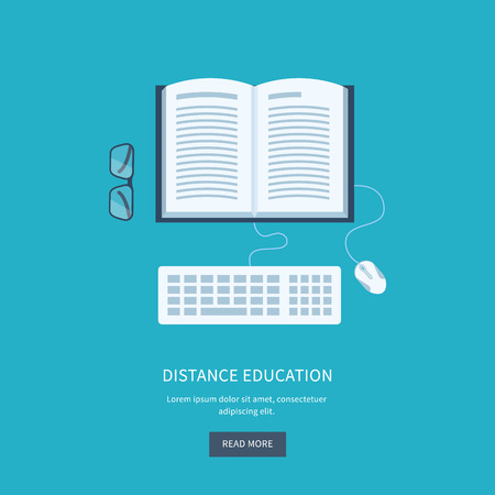 Flat design modern vector illustration icons set of online education and e-learningのイラスト素材