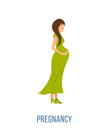 Beautiful pregnant woman in a long dress. Vector illustration.のイラスト素材