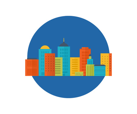 Flat design modern vector illustration icons set of urban landscape and city life. Building iconのイラスト素材