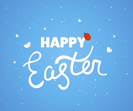 Happy Easter. Happy Easter logo template. Easter Sunday. Easter Day. Hand Lettering. Happy Easter isolated. Easter Art. Happy Easter illustration for greeting card, ad, poster, blog, articleのイラスト素材