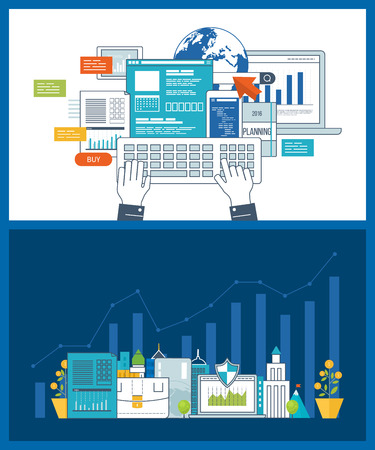 Concept for smart investment, finance, market data analytics, strategic management, financial planning. Investment growth. Concept for e-business, web sites, mobile applications, bannersのイラスト素材