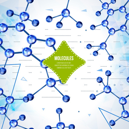 3D abstract background with geometric shapes. Abstract molecules design. Atoms. Vector design layout for business presentations, flyers, posters, medical background. Scientific future conceptのイラスト素材