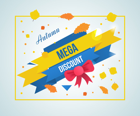 Autumn Super Sale banner on colorful background. Autumn discounts. Special offer. Geometric design. Modern Flyer and Poster. Vector illustration.のイラスト素材
