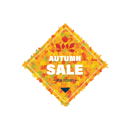 Autumn Super Sale banner with autumn leaves. Special offer. Business card, banner, calling card, flyer, poster. Illustration on the background of colorful leaves. Vector illustrationのイラスト素材