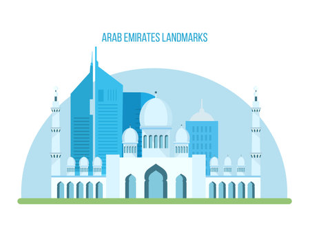 Tradition and architectural attractions of the state, hotels, cultural values.のイラスト素材