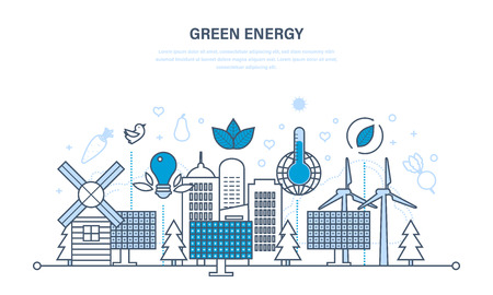 Natural energy, environmentally friendly resources and careful treatment of them.のイラスト素材