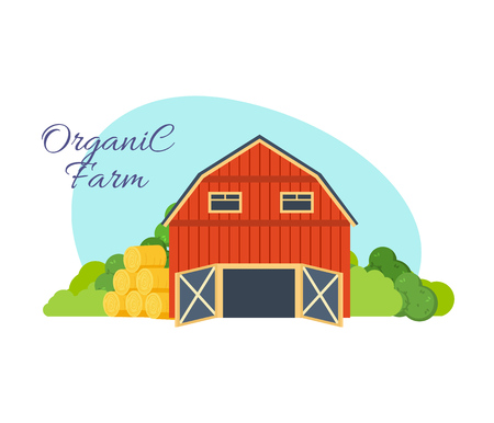 Farm surroundings, grounds, fields, agriculture, nature, natural environmentally friendly products.のイラスト素材