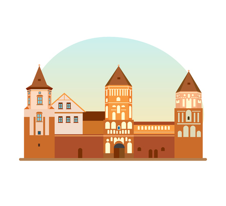 Defensive fortification, monument, historical, cultural value of Republic of Belarus.のイラスト素材