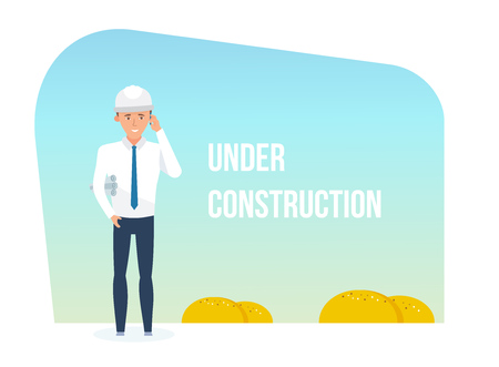 Engineer and building being under construction templates.のイラスト素材