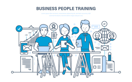 Business people training, consulting, learning, teaching, education, career growth, teamwork.のイラスト素材