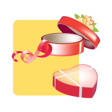 Gift box with heart-shaped and circle shapes sweets. Pleasant surprise.のイラスト素材