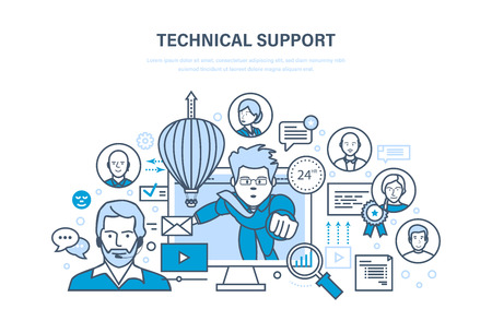 Technical support, call center, consultation, information technology, system consulting clients.のイラスト素材