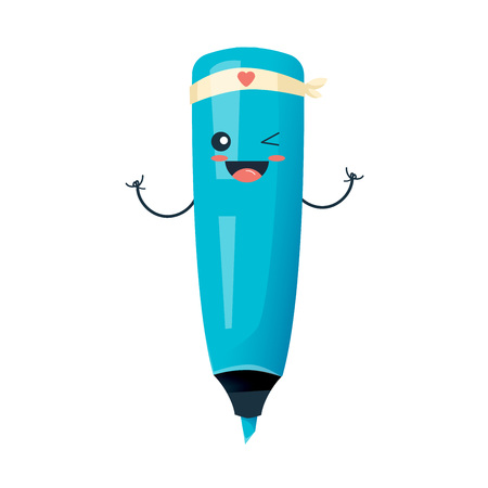 Funny marker with bandage on his head, smiling, winks.の写真素材