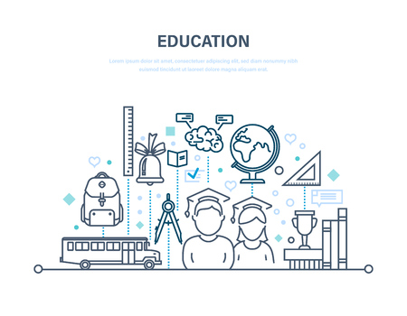 Education concept. Transportation of children, students, development of memory, thinking.のイラスト素材