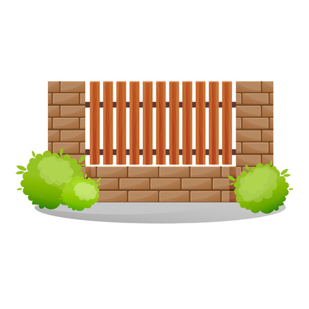 Decorative wooden and stone fences.のイラスト素材