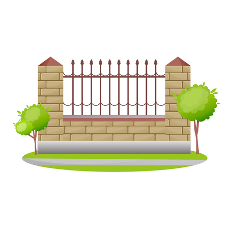 Decorative stone and metal fences.のイラスト素材