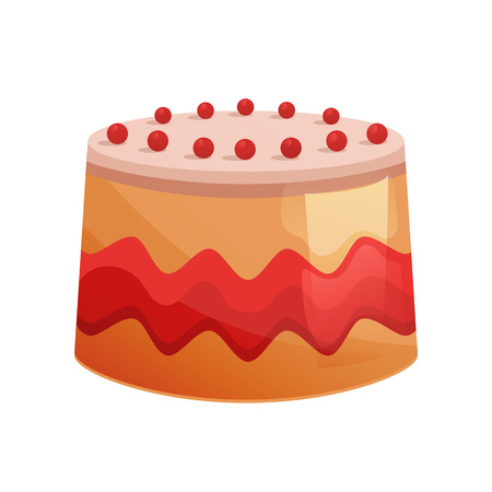 Beautiful delicious, decorative cake, with glaze and biscuit. Sweet desserts.のイラスト素材