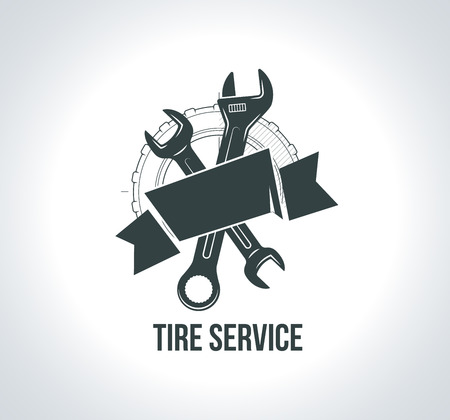 Service concept. Black tire icon. Icon for tire service.のイラスト素材