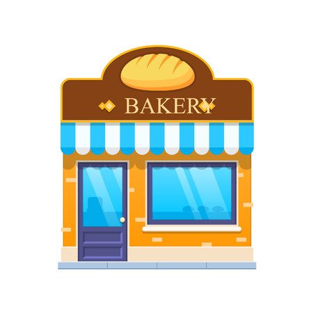 Modern city bakery shop building facade. City baking shop building.のイラスト素材