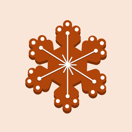 Christmas gingerbread with glaze, snowflake. New Years gift, children holiday.のイラスト素材