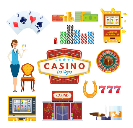 Casino Las Vegas concept. Success, luck, happiness. Gambling, poker, money.のイラスト素材