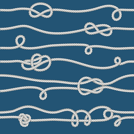 Pattern seamless background with marine rope knots in different directions.のイラスト素材