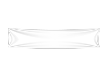 Realistic mock up white textile banners, advertising stand in form empty white cloth, commercial advertising message, blank outdoor poster. Shapes templates.のイラスト素材