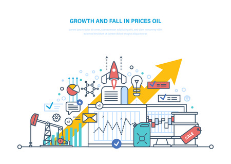 Oil crisis. Dynamics growth and fall in prices oil, sale.のイラスト素材