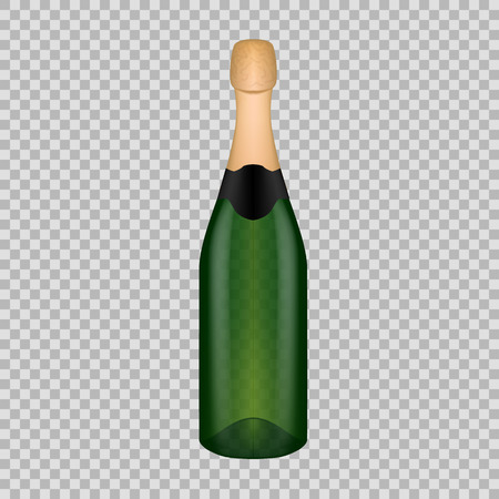 Realistic template empty beautiful glass champagne bottle with screw cap.のイラスト素材