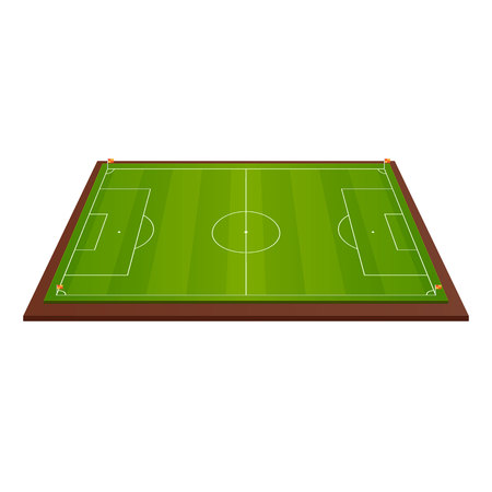 Realistic football field template, playground with green grass and landscapes.のイラスト素材