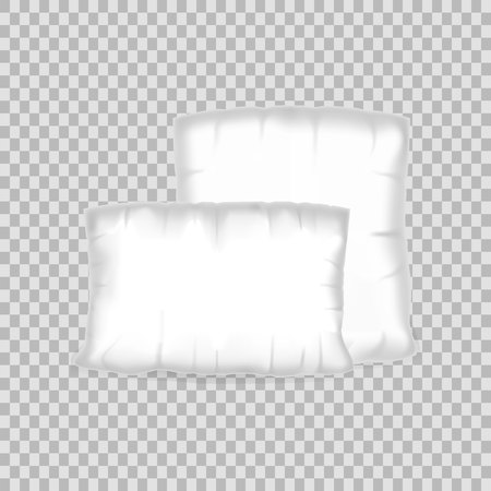 Realistic pattern template white pillow. Empty white pillow square shape.のイラスト素材