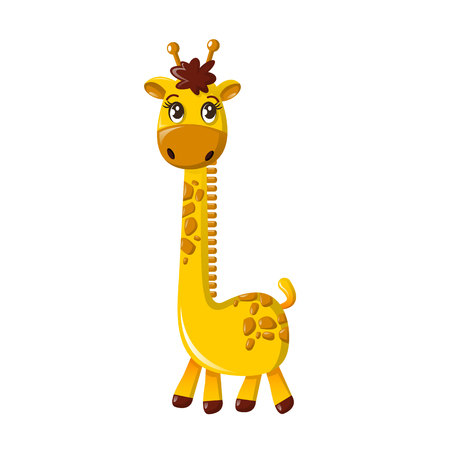 Beautiful funny cartoon tall giraffe.のイラスト素材