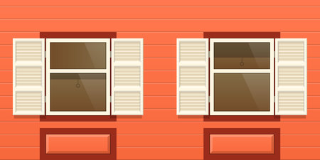 Modern city facade of a residential building, office. Brick facade.のイラスト素材